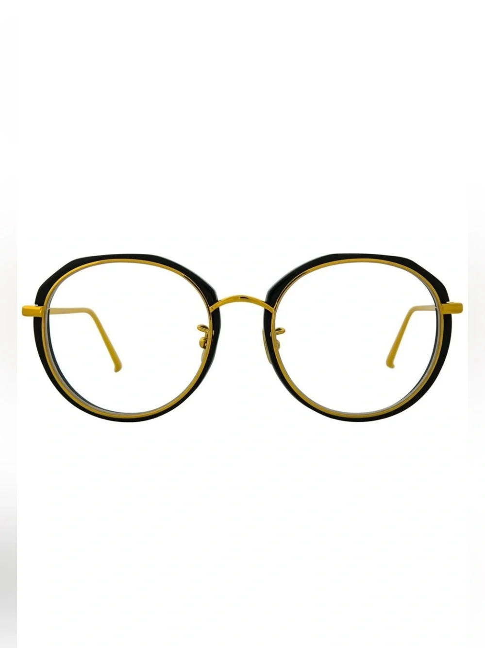 Linda Farrow LFL630 C2 Tortoiseshell Angular Round 22K Gold Glasses